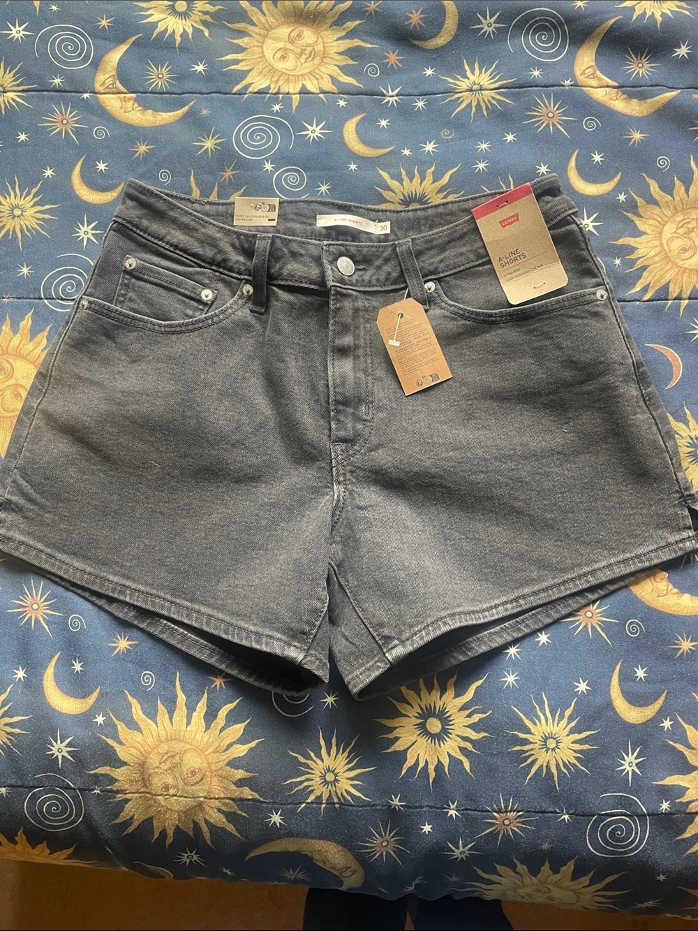 Levi's Washed Black High-Rise Jean Shorts